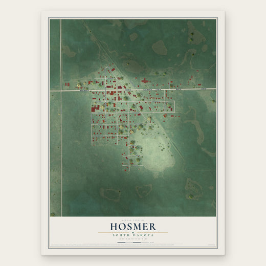 Hosmer, South Dakota map print, the full design