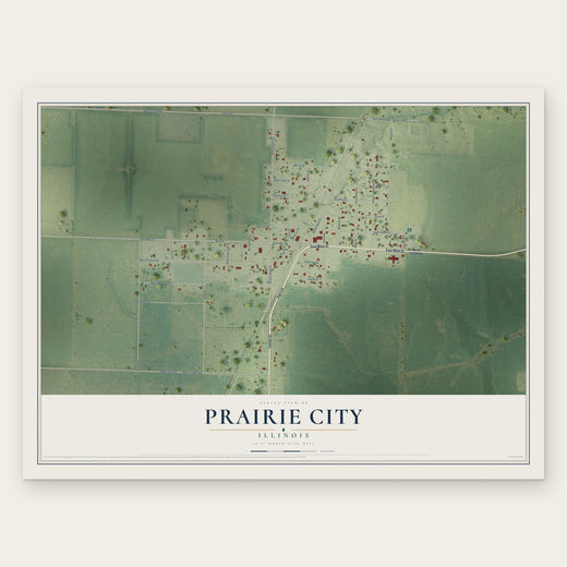 Prairie City, Illinois map print, the full design