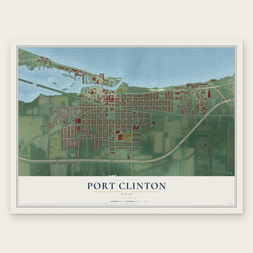 Port Clinton, Ohio map print, the full design