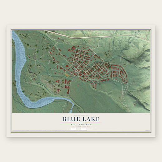 Blue Lake, California map print, the full design