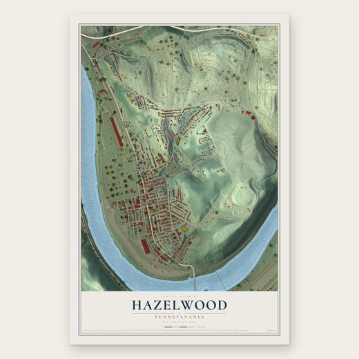 Hazelwood, Pennsylvania map print, the full design