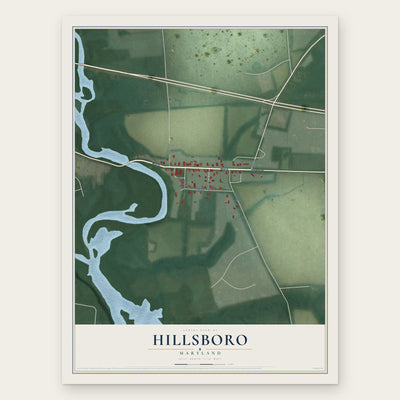 Hillsboro, Maryland map print, the full design