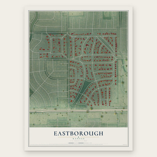 Eastborough, Kansas map print, the full design
