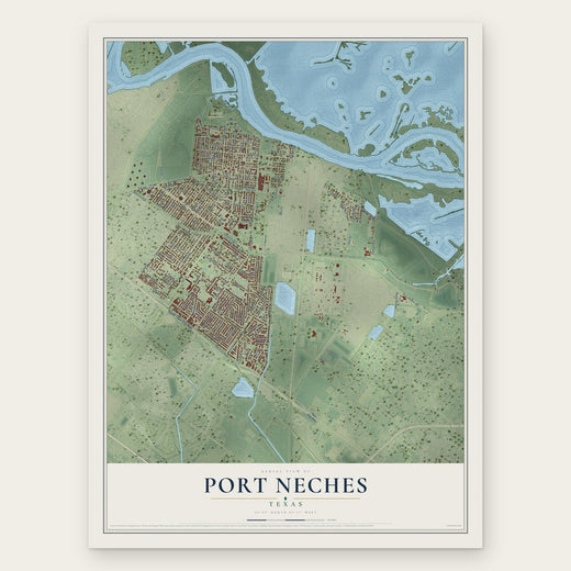 Port Neches, Texas map print, the full design