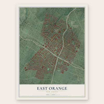East Orange, New Jersey map print, the full design