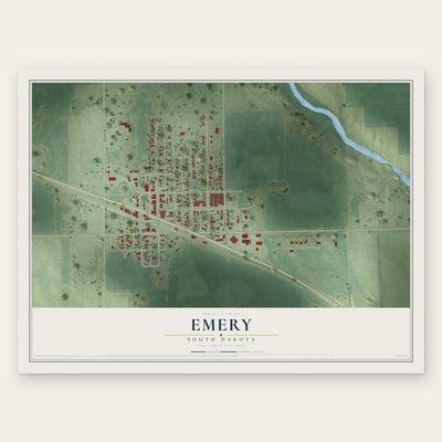Emery, South Dakota map print, the full design