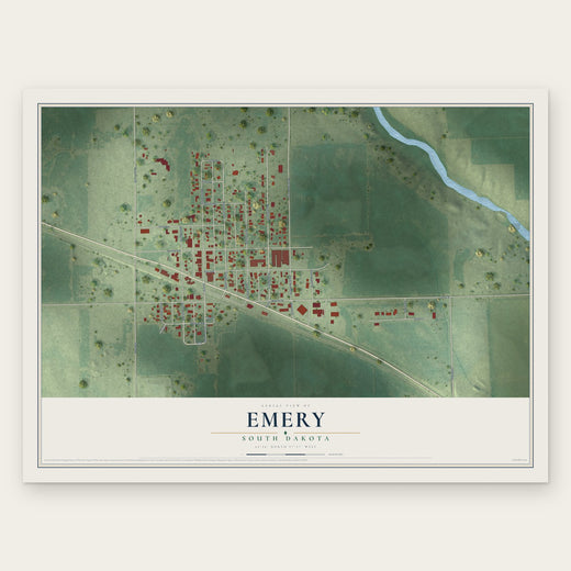 Emery, South Dakota map print, the full design