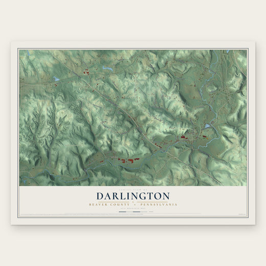 Darlington, Beaver County, Pennsylvania map print, the full design