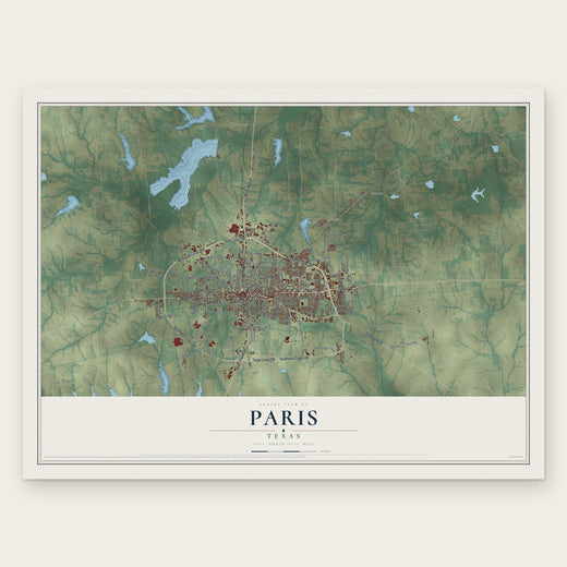 Paris, Texas map print, the full design