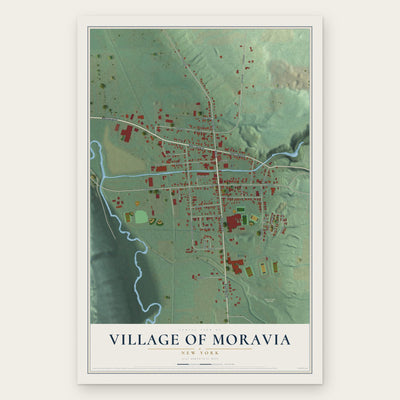 Village of Moravia, New York map print, the full design