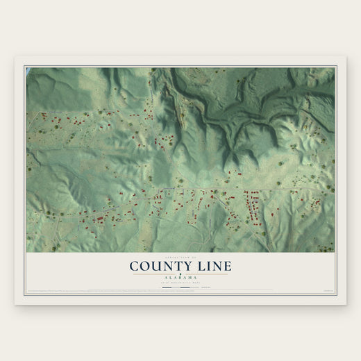 County Line, Alabama map print, the full design
