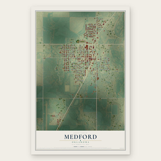 Medford, Oklahoma map print, the full design