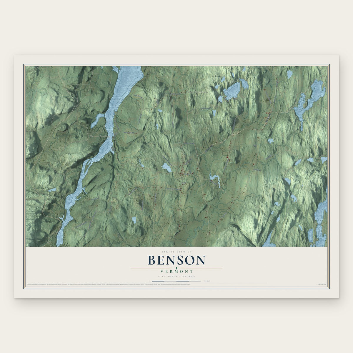 Benson, Vermont map print, the full design