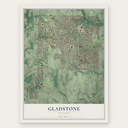 Gladstone, Missouri map print, the full design