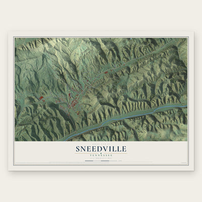Sneedville, Tennessee map print, the full design
