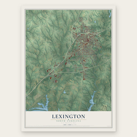 Lexington, North Carolina map print, the full design