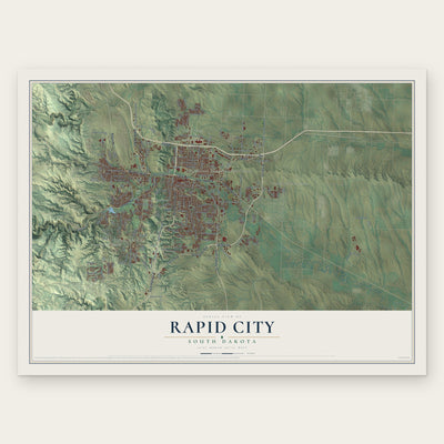 Rapid City, South Dakota map print, the full design
