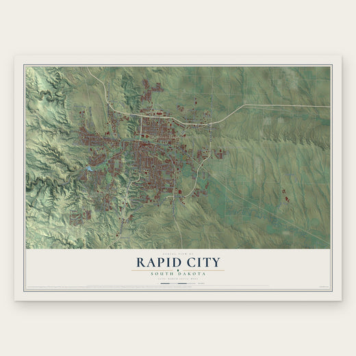 Rapid City, South Dakota map print, the full design