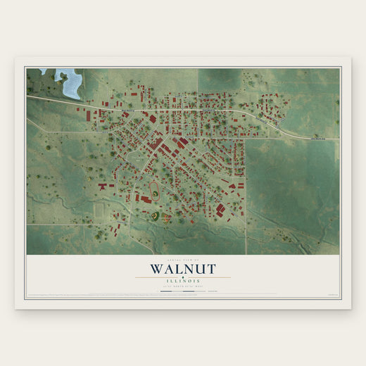 Walnut, Illinois map print, the full design