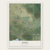 Ruso, North Dakota map print, the full design