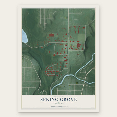 Spring Grove, Indiana map print, the full design