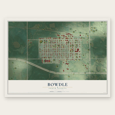 Bowdle, South Dakota map print, the full design