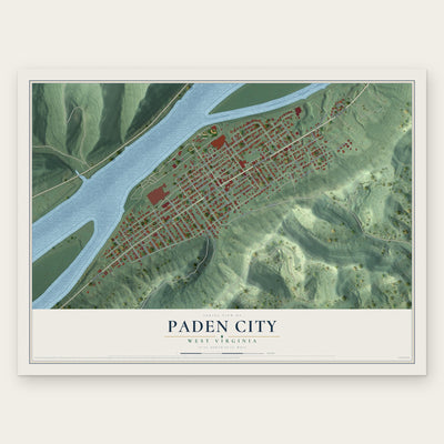 Paden City, West Virginia map print, the full design