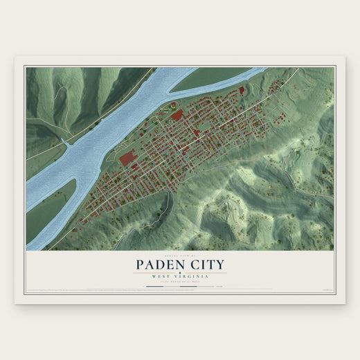 Paden City, West Virginia map print, the full design
