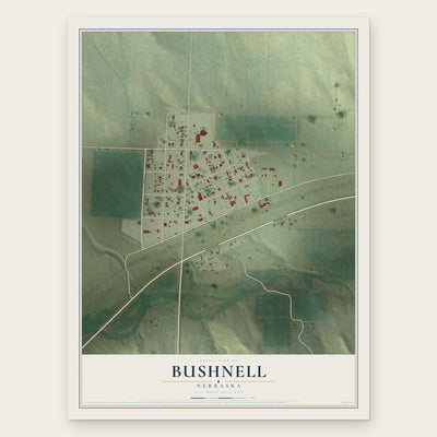 Bushnell, Nebraska map print, the full design