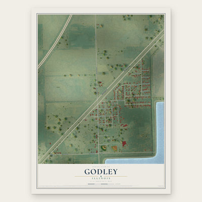 Godley, Illinois map print, the full design