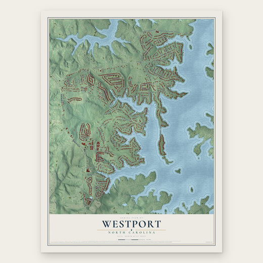 Westport, North Carolina map print, the full design