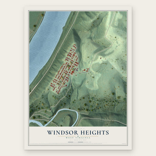 Windsor Heights, West Virginia map print, the full design