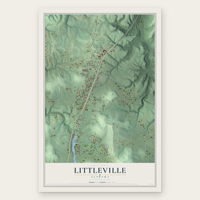 Littleville, Alabama map print, the full design