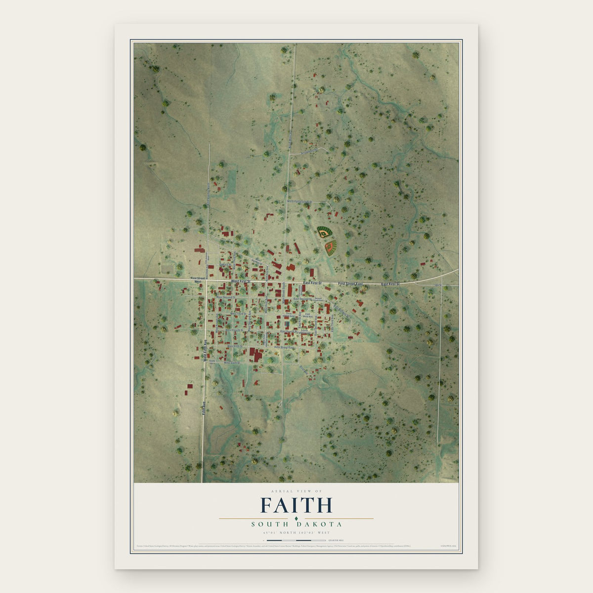 Faith, South Dakota map print, the full design