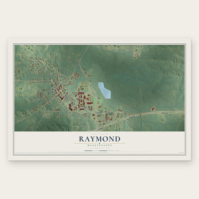 Raymond, Mississippi map print, the full design
