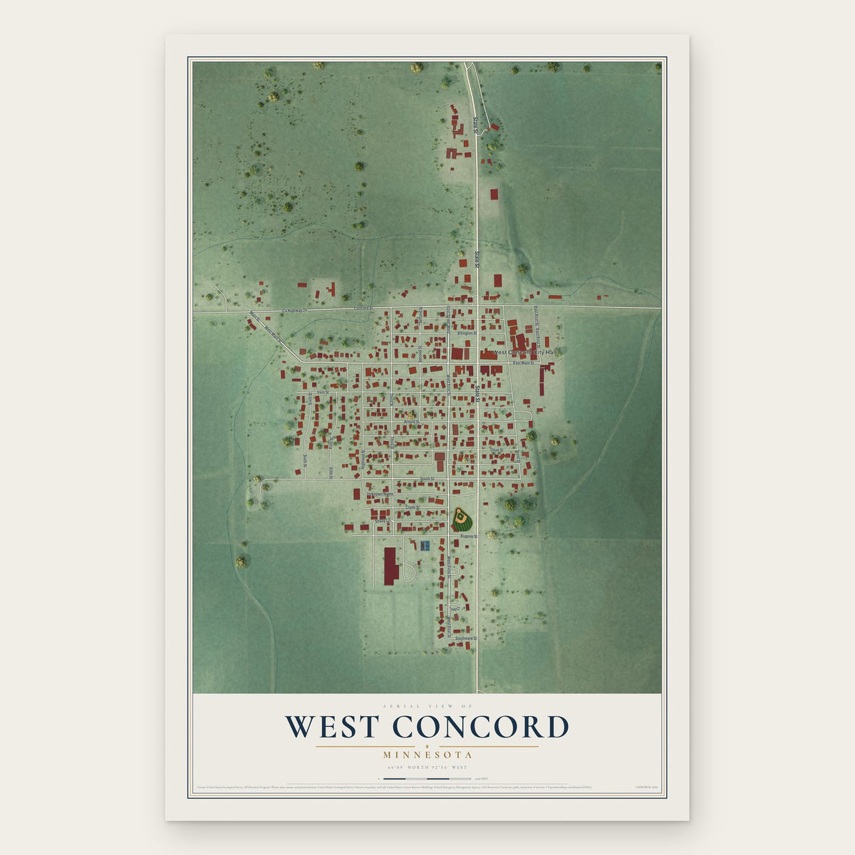 West Concord, Minnesota map print, the full design