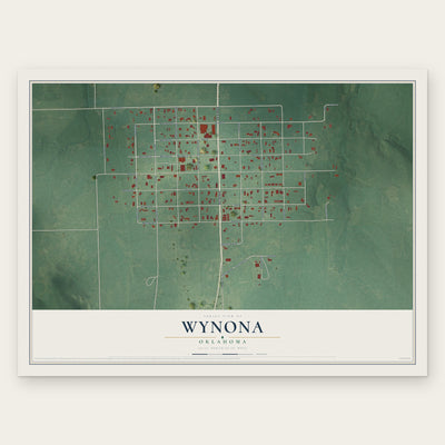 Wynona, Oklahoma map print, the full design