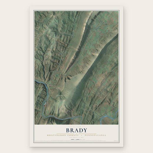 Brady, Huntingdon County, Pennsylvania map print, the full design