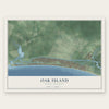 Oak Island, North Carolina map print, the full design