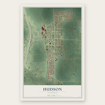 Hudson, Illinois map print, the full design
