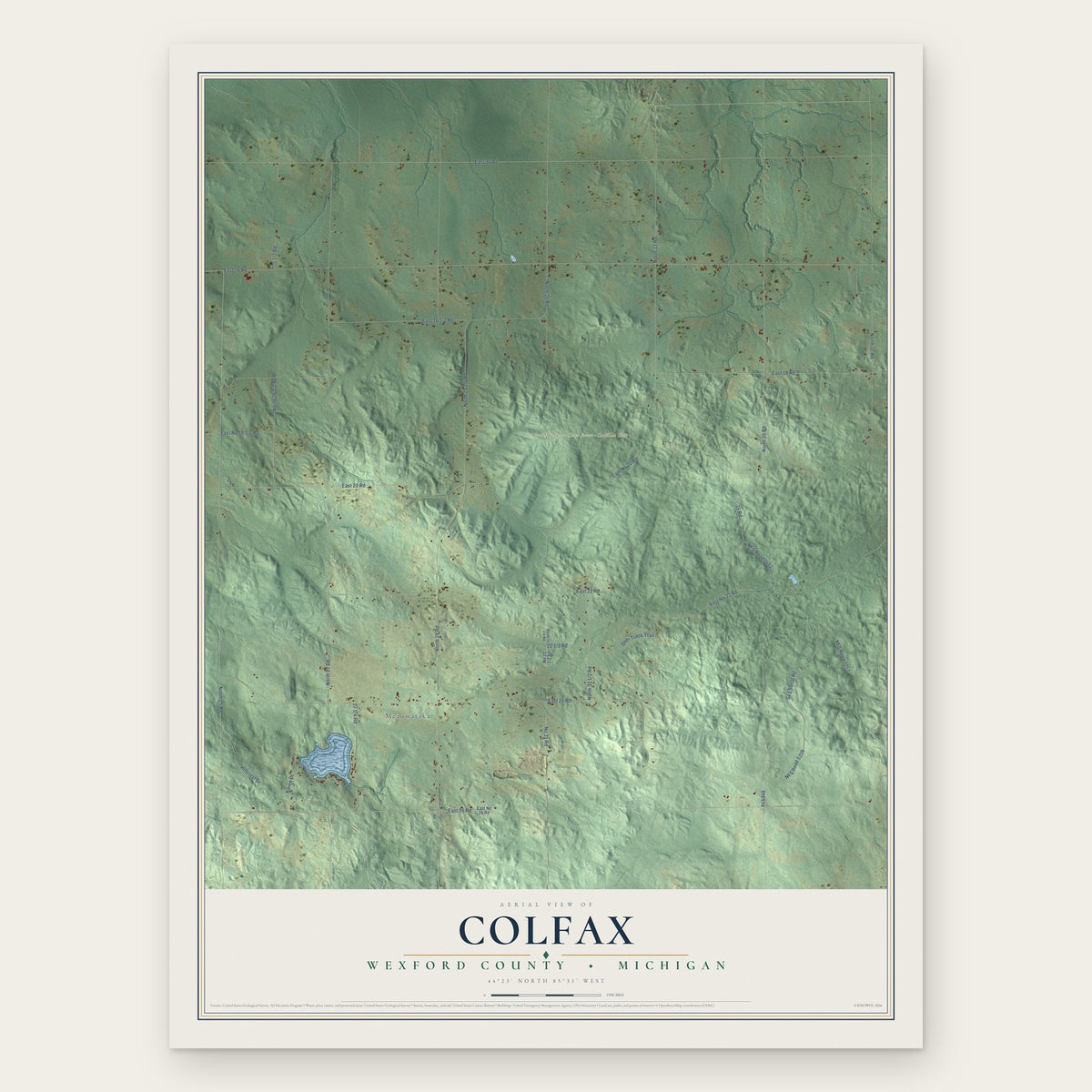 Colfax, Wexford County, Michigan map print, the full design
