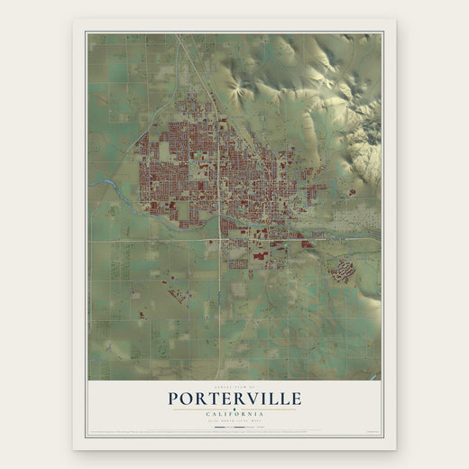 Porterville, California map print, the full design