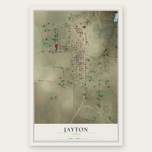 Jayton, Texas map print, the full design