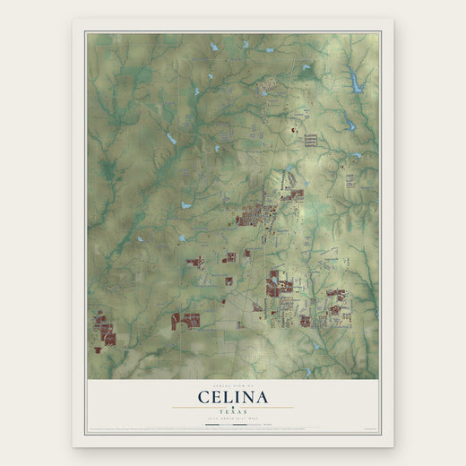 Celina, Texas map print, the full design