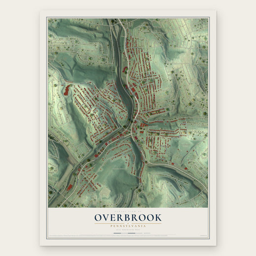Overbrook, Pennsylvania map print, the full design