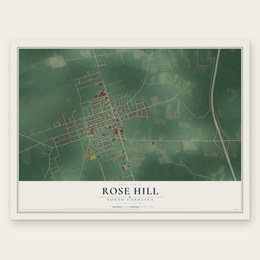 Rose Hill, North Carolina map print, the full design
