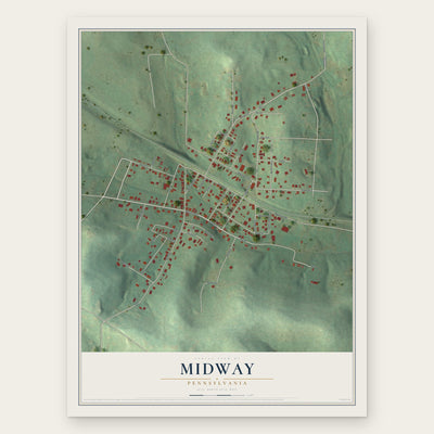 Midway, Pennsylvania map print, the full design
