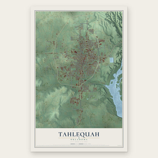 Tahlequah, Oklahoma map print, the full design