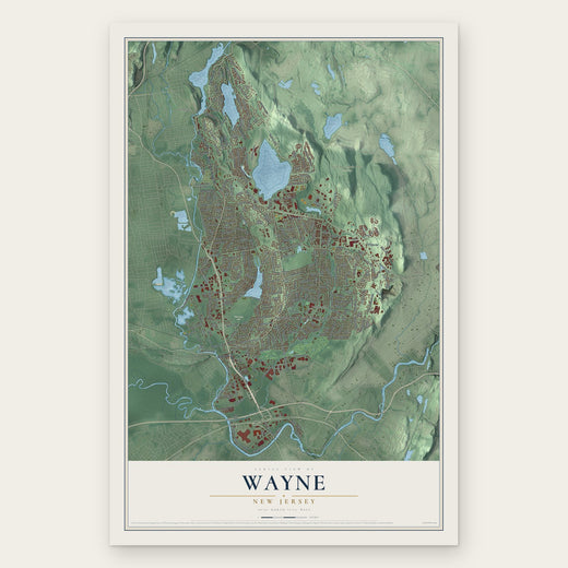 Wayne, New Jersey map print, the full design