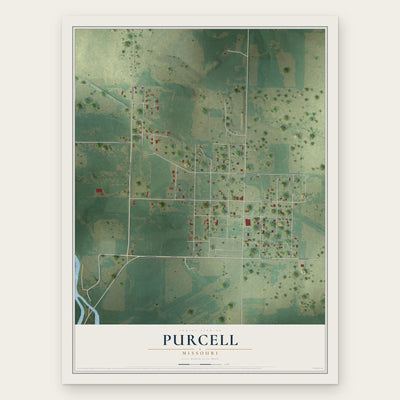 Purcell, Missouri map print, the full design
